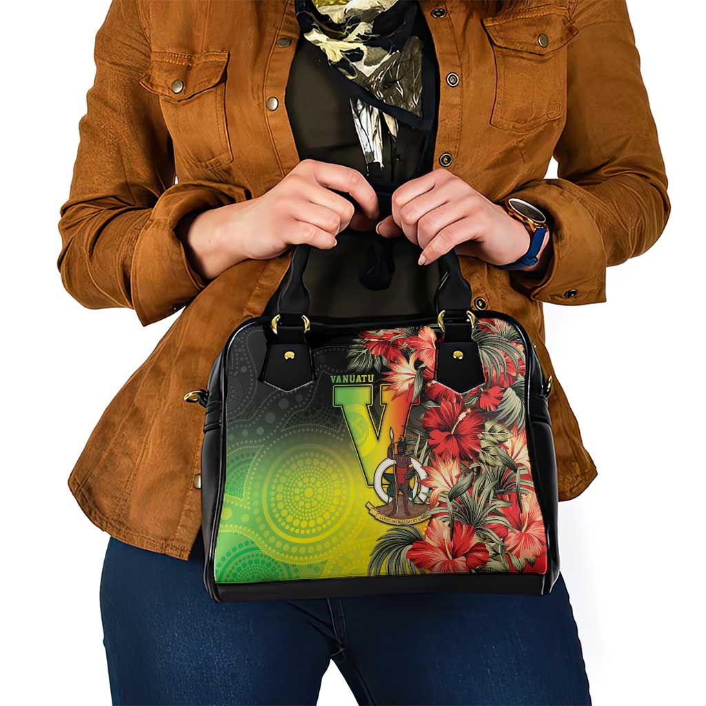Aboriginal Dot Art Vanuatu Shoulder Handbag Tropical Flowers
