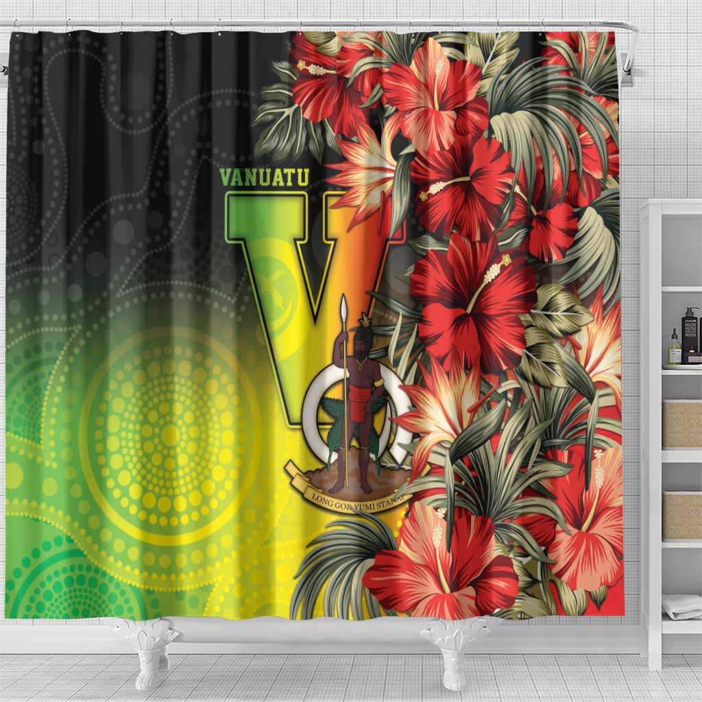 Aboriginal Dot Art Vanuatu Shower Curtain Tropical Flowers