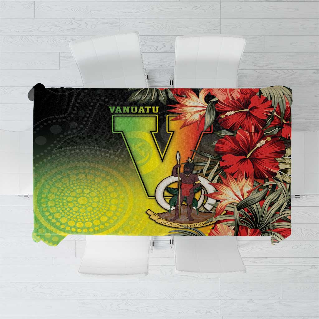 Aboriginal Dot Art Vanuatu Tablecloth Tropical Flowers
