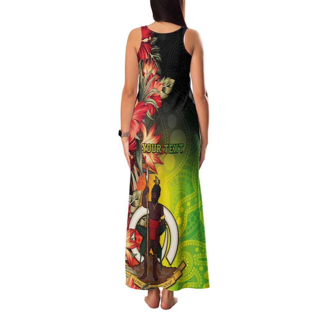 Aboriginal Dot Art Vanuatu Personalised Tank Maxi Dress Tropical Flowers