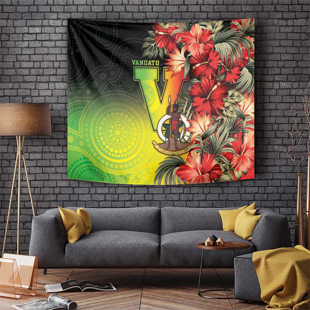 Aboriginal Dot Art Vanuatu Tapestry Tropical Flowers
