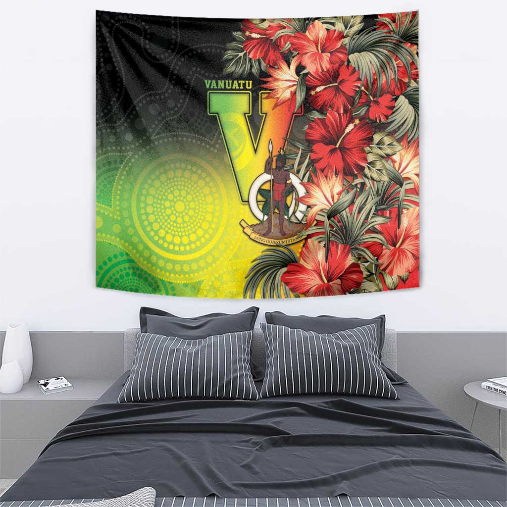 Aboriginal Dot Art Vanuatu Tapestry Tropical Flowers