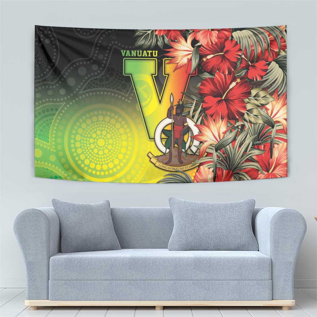 Aboriginal Dot Art Vanuatu Tapestry Tropical Flowers