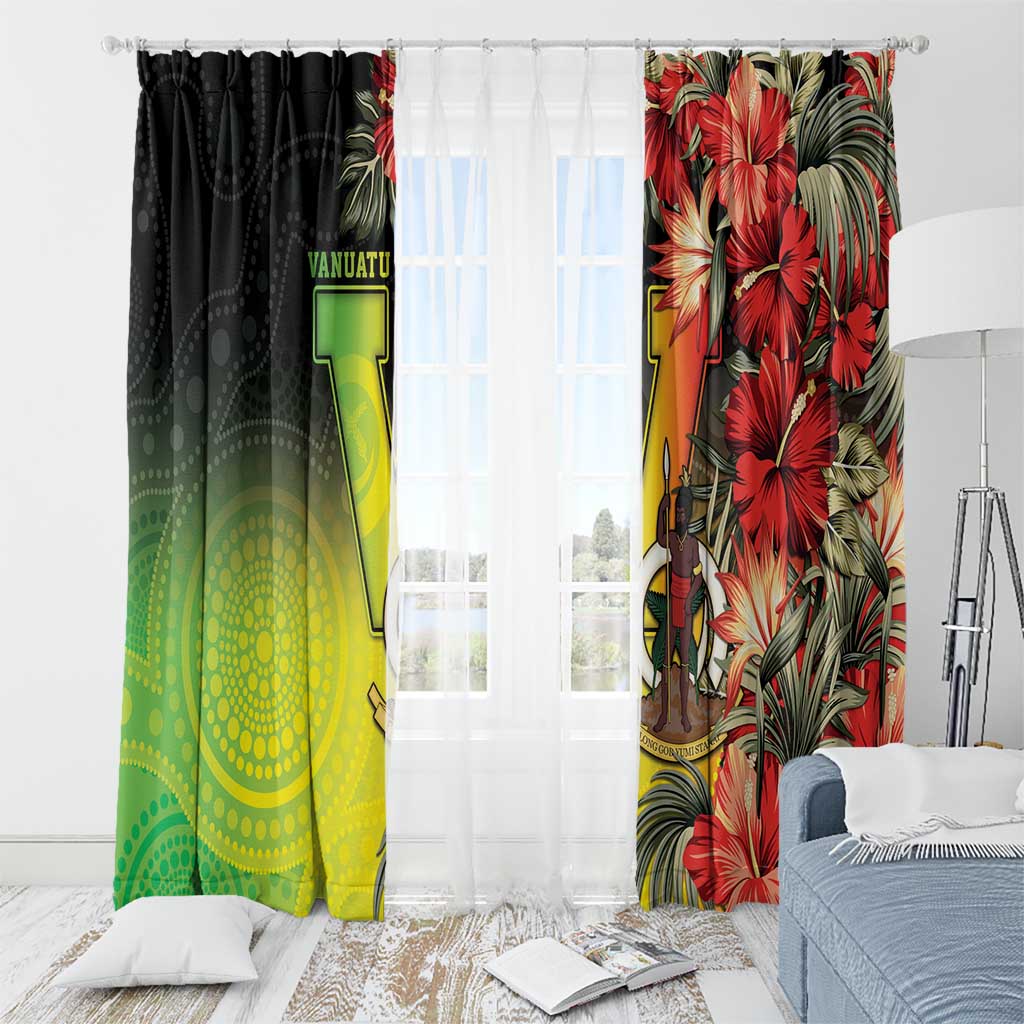 Aboriginal Dot Art Vanuatu Window Curtain Tropical Flowers