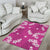 Hawaii Monstera Deliciosa Area Rug Pink Plumeria Polynesian Pattern - Polynesian Pride