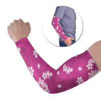 Hawaii Monstera Deliciosa Arm Sleeves Pink Plumeria Polynesian Pattern - Polynesian Pride