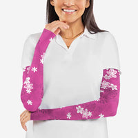 Hawaii Monstera Deliciosa Arm Sleeves Pink Plumeria Polynesian Pattern - Polynesian Pride