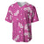 Hawaii Monstera Deliciosa Baseball Jersey Pink Plumeria Polynesian Pattern - Polynesian Pride