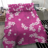 Hawaii Monstera Deliciosa Bedding Set Pink Plumeria Polynesian Pattern - Polynesian Pride