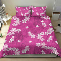 Hawaii Monstera Deliciosa Bedding Set Pink Plumeria Polynesian Pattern - Polynesian Pride