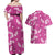 Hawaii Monstera Deliciosa Couples Matching Off Shoulder Maxi Dress and Hawaiian Shirt Pink Plumeria Polynesian Pattern - Polynesian Pride