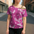Hawaii Monstera Deliciosa Cross Shoulder Shirt Pink Plumeria Polynesian Pattern - Polynesian Pride