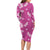 Hawaii Monstera Deliciosa Family Matching Long Sleeve Bodycon Dress and Hawaiian Shirt Pink Plumeria Polynesian Pattern - Polynesian Pride