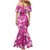 Hawaii Monstera Deliciosa Family Matching Mermaid Dress and Hawaiian Shirt Pink Plumeria Polynesian Pattern - Polynesian Pride