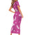 Hawaii Monstera Deliciosa Family Matching Short Sleeve Bodycon Dress and Hawaiian Shirt Pink Plumeria Polynesian Pattern - Polynesian Pride