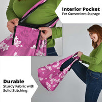 Hawaii Monstera Deliciosa Grocery Bag Pink Plumeria Polynesian Pattern - Polynesian Pride