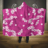 Hawaii Monstera Deliciosa Hooded Blanket Pink Plumeria Polynesian Pattern - Polynesian Pride