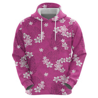 Hawaii Monstera Deliciosa Hoodie Pink Plumeria Polynesian Pattern - Polynesian Pride