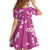 Hawaii Monstera Deliciosa Kid Short Sleeve Dress Pink Plumeria Polynesian Pattern - Polynesian Pride