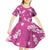 Hawaii Monstera Deliciosa Kid Short Sleeve Dress Pink Plumeria Polynesian Pattern - Polynesian Pride