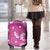 Hawaii Monstera Deliciosa Luggage Cover Pink Plumeria Polynesian Pattern - Polynesian Pride