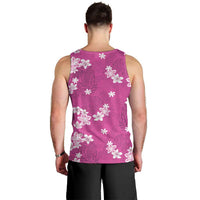 Hawaii Monstera Deliciosa Men Tank Top Pink Plumeria Polynesian Pattern - Polynesian Pride