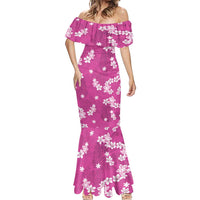 Hawaii Monstera Deliciosa Mermaid Dress Pink Plumeria Polynesian Pattern - Polynesian Pride