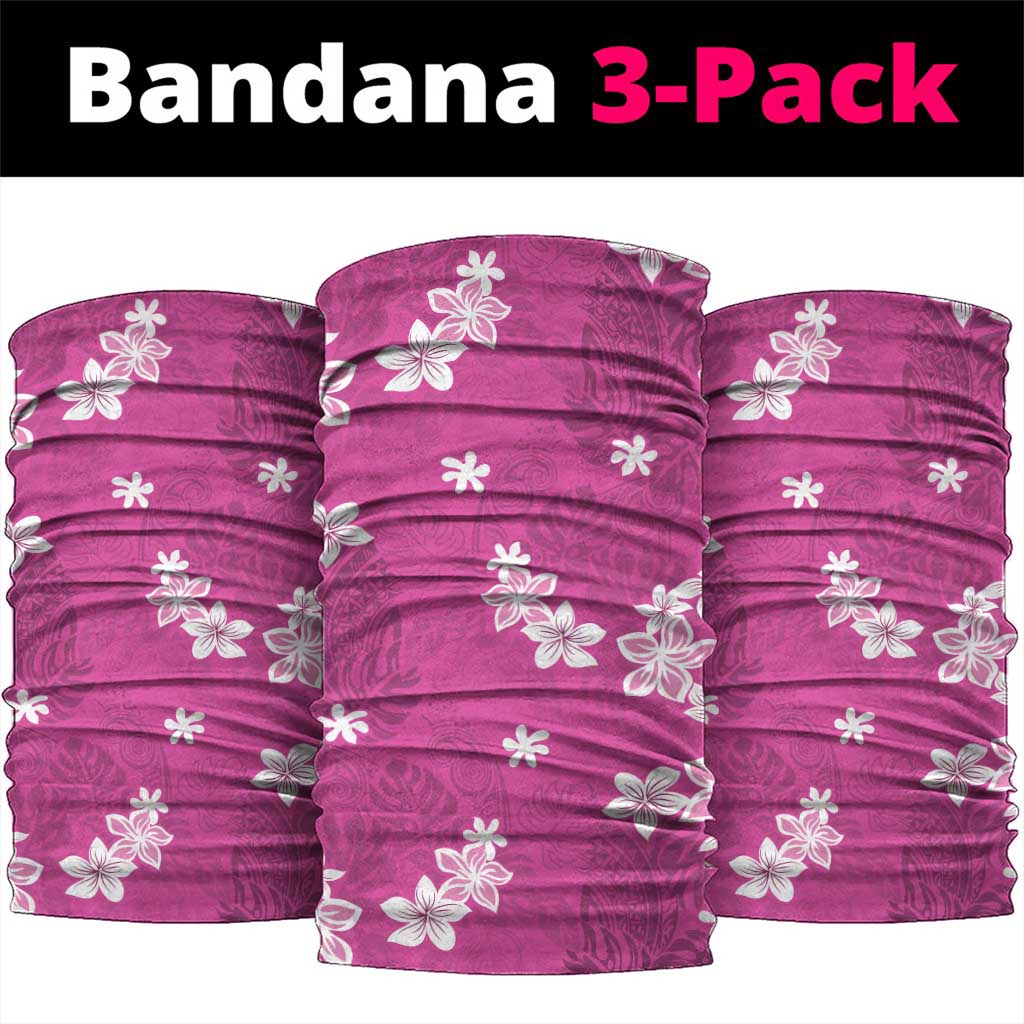 Hawaii Monstera Deliciosa Neck Gaiter Pink Plumeria Polynesian Pattern - Polynesian Pride