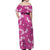 Hawaii Monstera Deliciosa Off Shoulder Maxi Dress Pink Plumeria Polynesian Pattern - Polynesian Pride