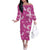 Hawaii Monstera Deliciosa Off The Shoulder Long Sleeve Dress Pink Plumeria Polynesian Pattern - Polynesian Pride