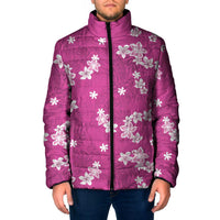 Hawaii Monstera Deliciosa Padded Jacket Pink Plumeria Polynesian Pattern - Polynesian Pride