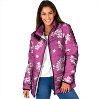 Hawaii Monstera Deliciosa Padded Jacket Pink Plumeria Polynesian Pattern - Polynesian Pride