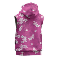 Hawaii Monstera Deliciosa Sleeveless Zip Hoodie Pink Plumeria Polynesian Pattern - Polynesian Pride