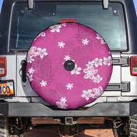 Hawaii Monstera Deliciosa Spare Tire Cover Pink Plumeria Polynesian Pattern - Polynesian Pride