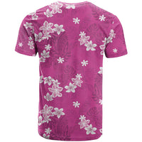 Hawaii Monstera Deliciosa T Shirt Pink Plumeria Polynesian Pattern - Polynesian Pride