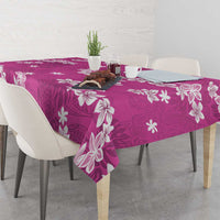 Hawaii Monstera Deliciosa Tablecloth Pink Plumeria Polynesian Pattern - Polynesian Pride