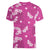 Hawaii Monstera Deliciosa Women V-Neck T-Shirt Pink Plumeria Polynesian Pattern - Polynesian Pride