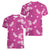 Hawaii Monstera Deliciosa Women V-Neck T-Shirt Pink Plumeria Polynesian Pattern - Polynesian Pride