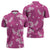 Hawaii Monstera Deliciosa Zipper Polo Shirt Pink Plumeria Polynesian Pattern - Polynesian Pride
