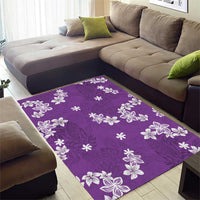 Hawaii Monstera Deliciosa Area Rug Purple Plumeria Polynesian Pattern - Polynesian Pride