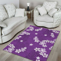 Hawaii Monstera Deliciosa Area Rug Purple Plumeria Polynesian Pattern - Polynesian Pride