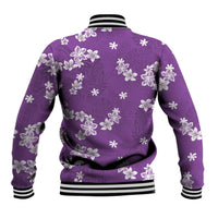 Hawaii Monstera Deliciosa Baseball Jacket Purple Plumeria Polynesian Pattern - Polynesian Pride