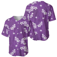 Hawaii Monstera Deliciosa Baseball Jersey Purple Plumeria Polynesian Pattern - Polynesian Pride