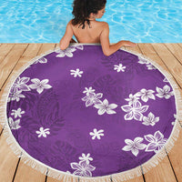 Hawaii Monstera Deliciosa Beach Blanket Purple Plumeria Polynesian Pattern - Polynesian Pride