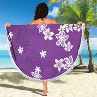 Hawaii Monstera Deliciosa Beach Blanket Purple Plumeria Polynesian Pattern - Polynesian Pride