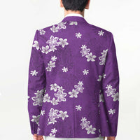 Hawaii Monstera Deliciosa Blazer Purple Plumeria Polynesian Pattern - Polynesian Pride