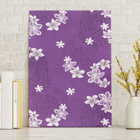 Hawaii Monstera Deliciosa Canvas Wall Art Purple Plumeria Polynesian Pattern - Polynesian Pride