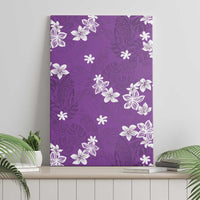 Hawaii Monstera Deliciosa Canvas Wall Art Purple Plumeria Polynesian Pattern - Polynesian Pride
