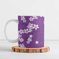 Hawaii Monstera Deliciosa Ceramic Mug Purple Plumeria Polynesian Pattern - Polynesian Pride