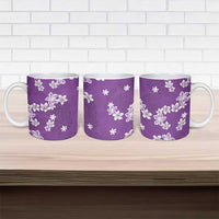 Hawaii Monstera Deliciosa Ceramic Mug Purple Plumeria Polynesian Pattern - Polynesian Pride